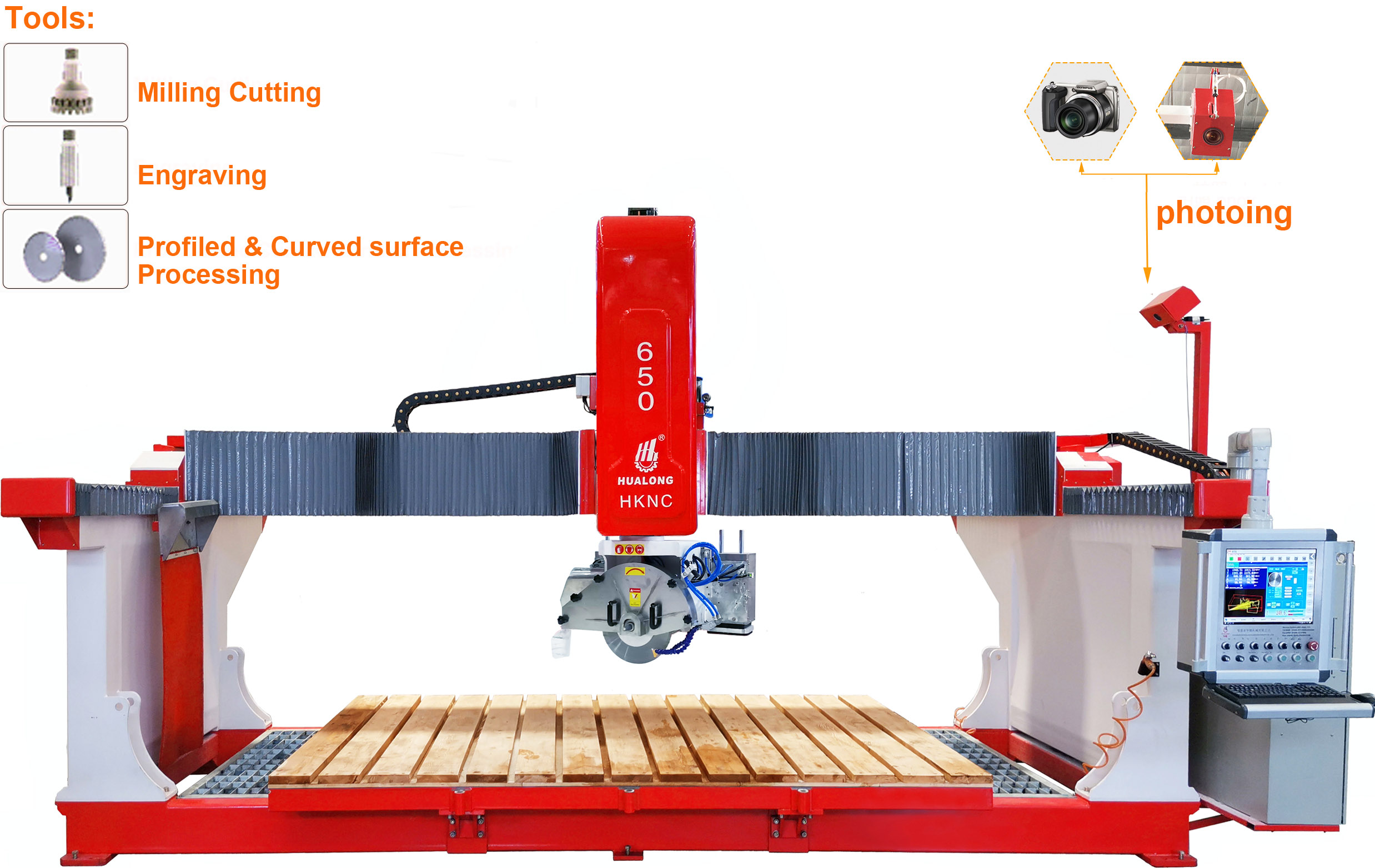 HKNC-560X/650X 5-Achsen-CNC-Brücken-Marmor-Granit-Schneider