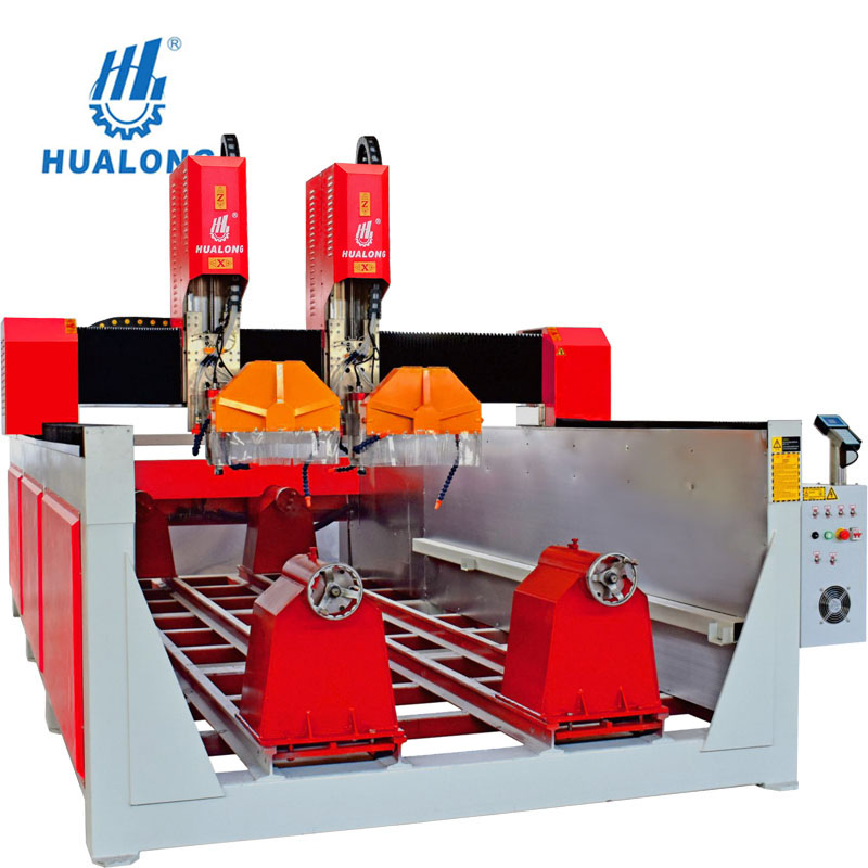 HUALONG Dual Head 4-Achsen-CNC-Steinfräsmaschine mit vertikalen Klingen für Marmorgranit HLSD-1830-3D