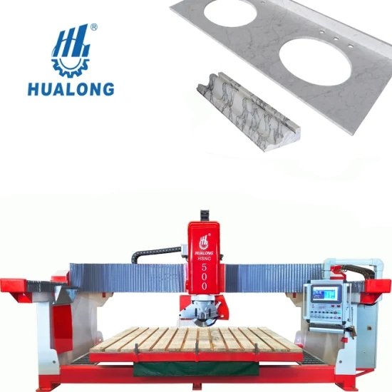 HSNC-500 3-Achsen-Automatik-CNC-Brückensteinquarz-Granit-Arbeitsplattensäge-Schneidemaschine mit Italien-Pegasus-System